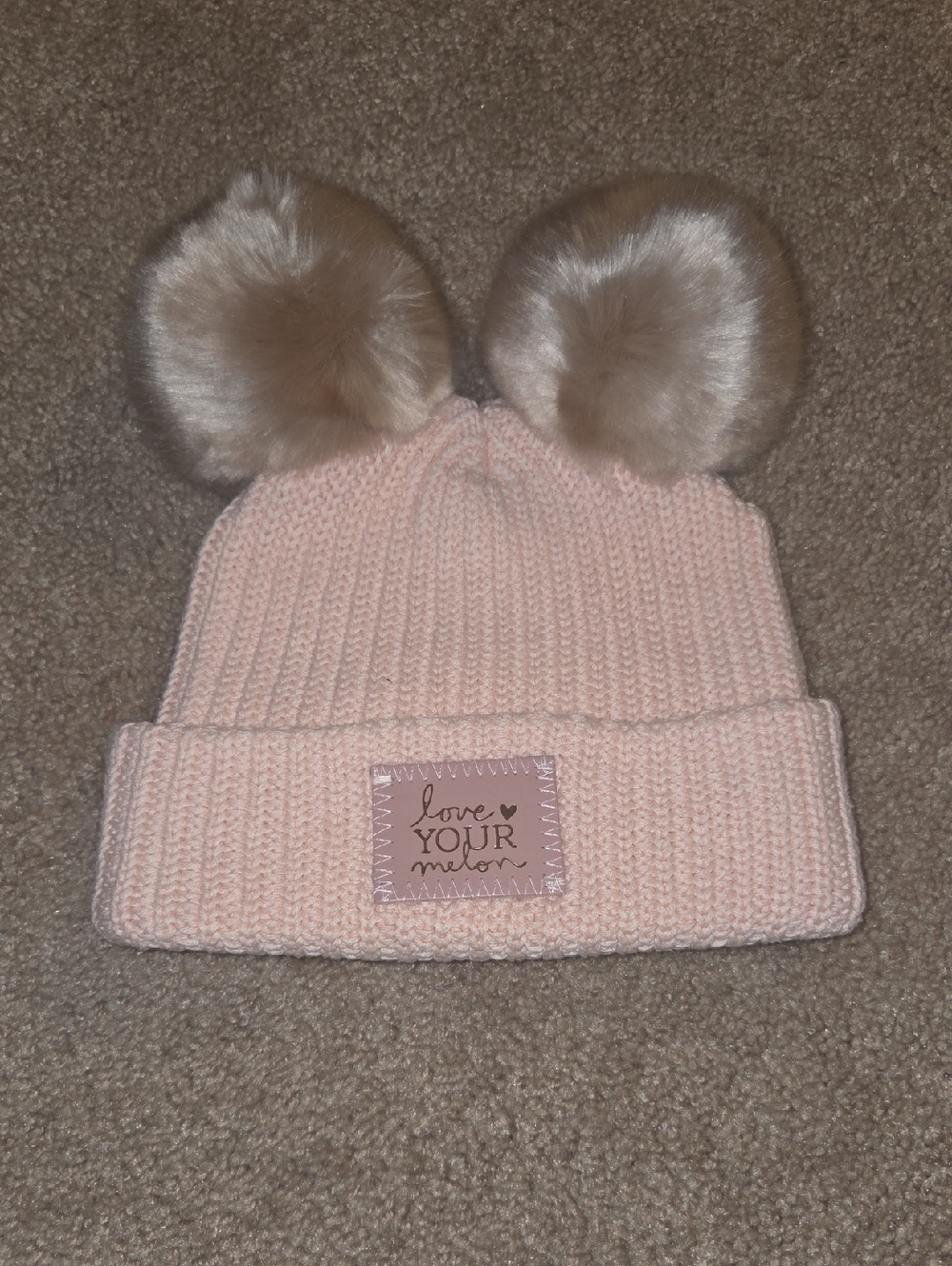 Love Your Melon Blush Pink Double Pom Beanie